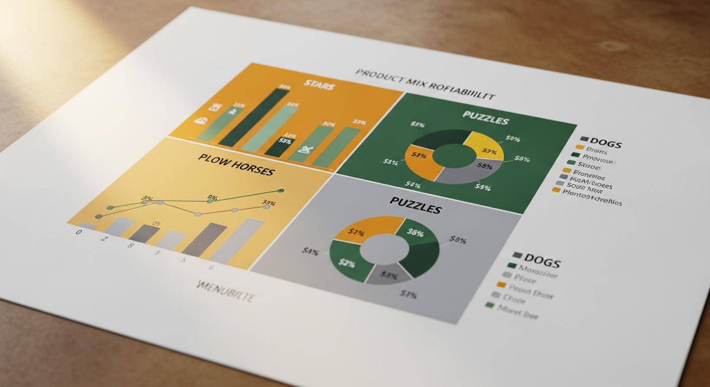 Detailed product mix chart showing menu item profitability quadrants, clean data
